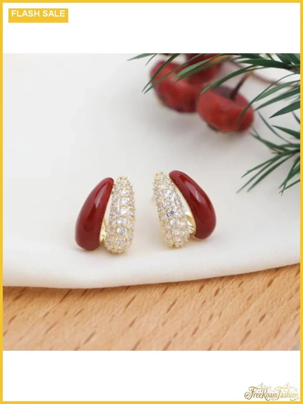 14K Gold Plated Double Hoop Earrings Dainty CZ Huggie Ear Stack